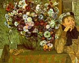 Edgar Degas Famous Paintings - Madame Valpinon with Chrysanthemums